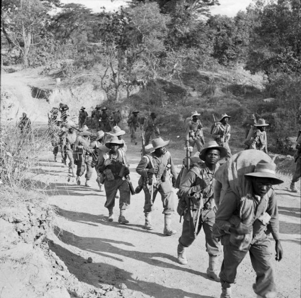 Troops of 11th East African Division on the road to Kalewa, Burma, during the Chindwin River crossing. - See more at: http://ww2today.com/featured/burma-britains-longest-campaign-of-world-war-ii#sthash.ReyKvIuQ.dpuf