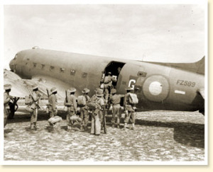 Troops boarding Douglas "Dakota" aircraft, Burma, 1944.